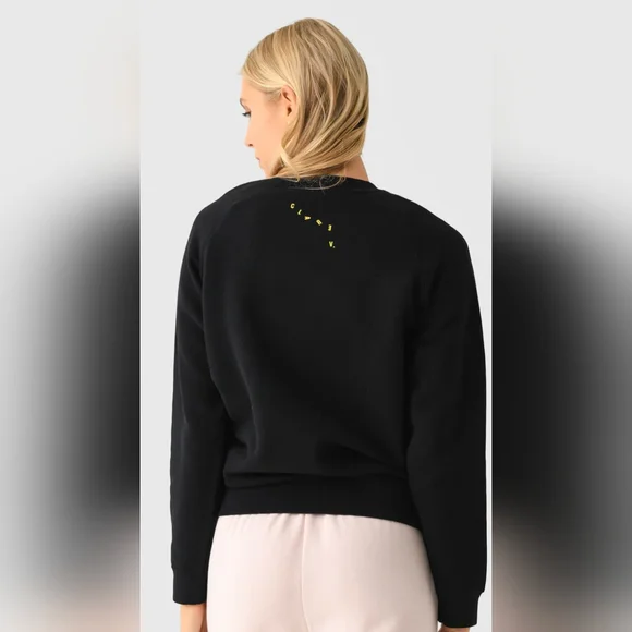 CLARE V. Embroidered Sweatshirt, Marigold and Black, Various Sizes - Picture 3 of 11